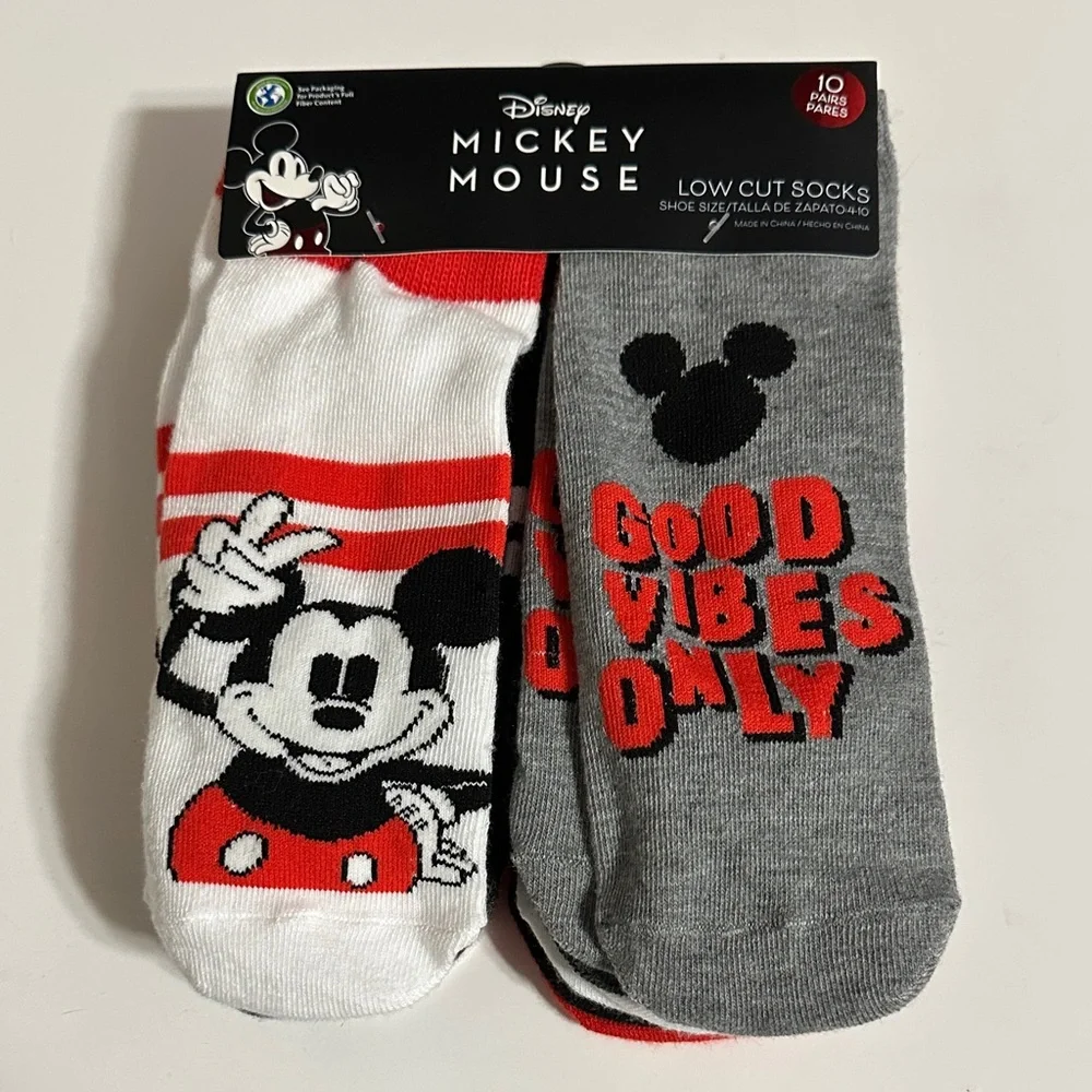 Disney Mickey Mouse Casual Socks - Red, Black,‎ White, and Gray